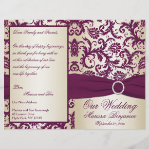 Hochzeitsprogramm für Pflaumen und Champagner