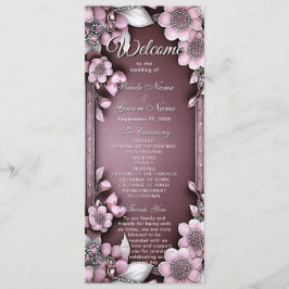 Hochzeitsprogramm für rosa Blumenrahmen Programm