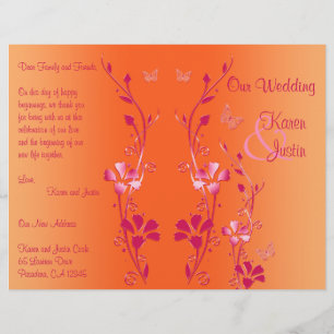 Hochzeitsprogramm für Rosa und Orange