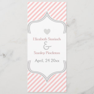 Hochzeitsprogramm für Rosa, Weiß, Graustreifen Programm