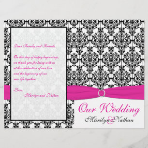 Hochzeitsprogramm für Rosa, Weiß und Schwarze Dama