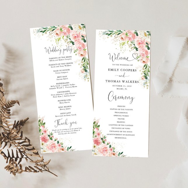 Hochzeitsprogramm für Rosen in Rosa Blush Programm (Von Creator hochgeladen)