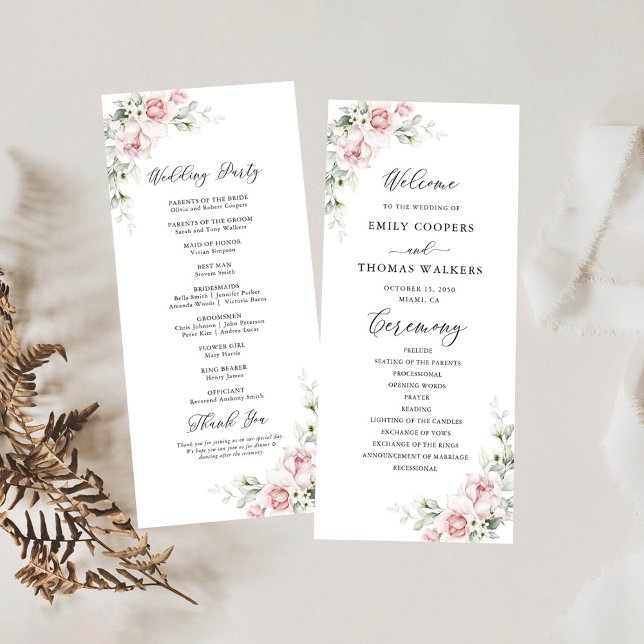Hochzeitsprogramm für Rosen in Rosa Blush Programm (Von Creator hochgeladen)