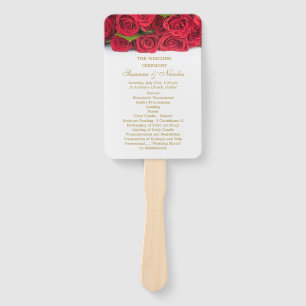 Hochzeitsprogramm für rote Rosen und Herz Fächer