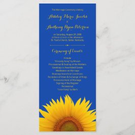 Hochzeitsprogramm für Royal Blue Yellow Sunflower Programm