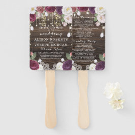 Hochzeitsprogramm für rustikale Blumenzellenlampen Fächer