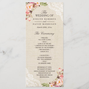 Hochzeitsprogramm für Rustikale Landflorallenbühne Programm