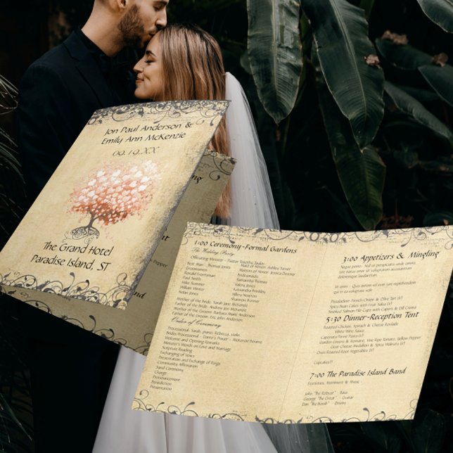 Hochzeitsprogramm für Rustikale Lichtkorallen (Von Creator hochgeladen)