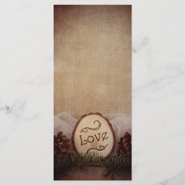 Hochzeitsprogramm für Rustikale Pinien Programm (Vorderseite)