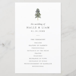 Hochzeitsprogramm für rustikale Pinienwälder