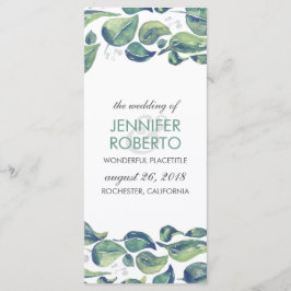 Hochzeitsprogramm für rustikale Wasserfarben-Blätt Programm