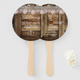 Hochzeitsprogramm für Rustikales Barnholz und Spit Fächer