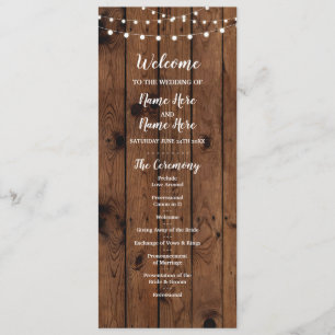 Hochzeitsprogramm für rustikales Holz und String L Programm