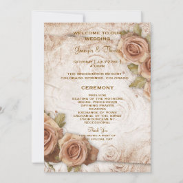 Hochzeitsprogramm für sanft farbige Rose