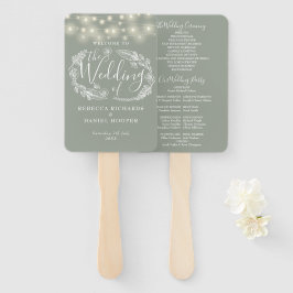 Hochzeitsprogramm für sattelgrüne String-Lichter Fächer