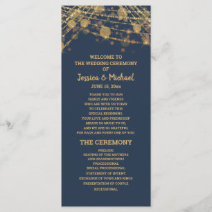 Hochzeitsprogramm für Solid Navy Blue Gold String  Programm