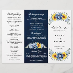 Hochzeitsprogramm für Sonnenblumen-Blauschiefer