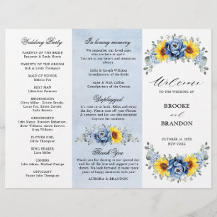 Hochzeitsprogramm für Sonnenblumen-Blauschiefer