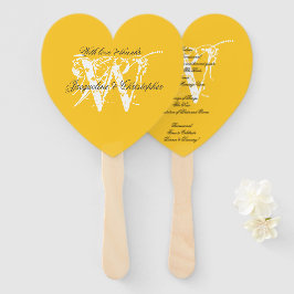 Hochzeitsprogramm für sonniges Gelb und Weißes Chi Fächer