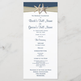 Hochzeitsprogramm für Starfish und Burlap Blue Bea Programm