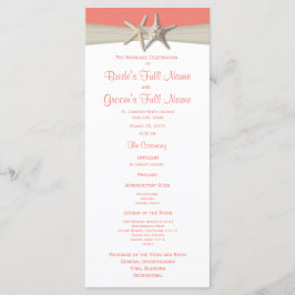Hochzeitsprogramm für Starfish und Burlap Coral Be Programm