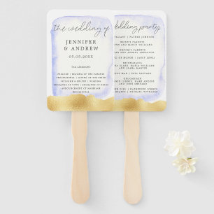 Hochzeitsprogramm für Transparente Blue-Gold-Foil Fächer