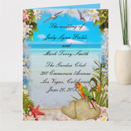 Hochzeitsprogramm für Tropical Beach Floral Karte