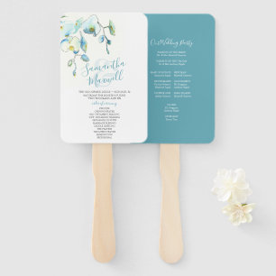 Hochzeitsprogramm für Tropical Blue Floral Fächer