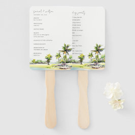 Hochzeitsprogramm für Tropical Script Coastal Palm Fächer