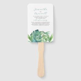 Hochzeitsprogramm für tropische botanische Blätter Fächer