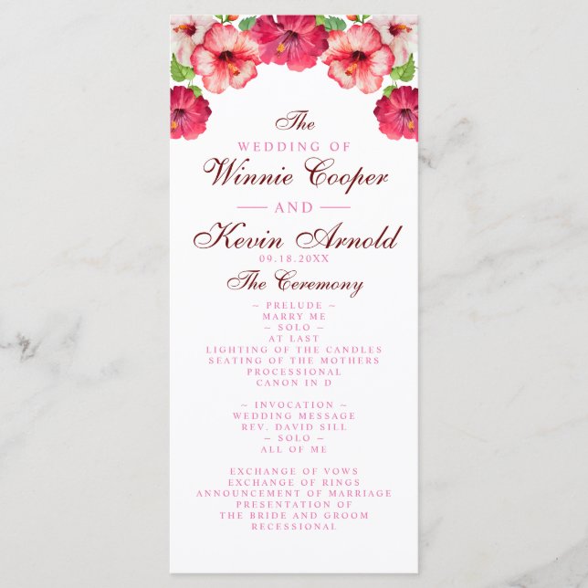 Hochzeitsprogramm für tropische Flora Programm (Vorderseite)