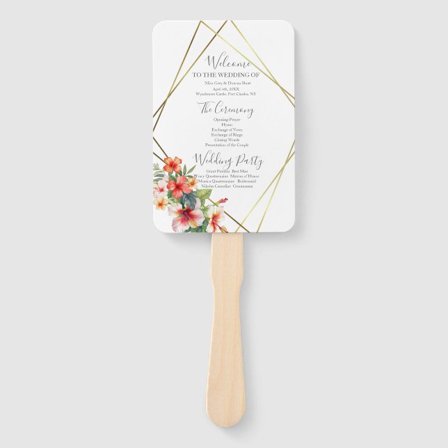 Hochzeitsprogramm für tropische Hibiskus Fächer (Vorderseite)