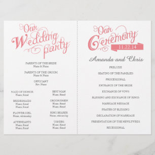 Hochzeitsprogramm für Vintage Korallen-Liebe