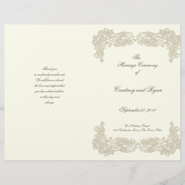 Hochzeitsprogramm für Vintage Länder (Vorderseite)