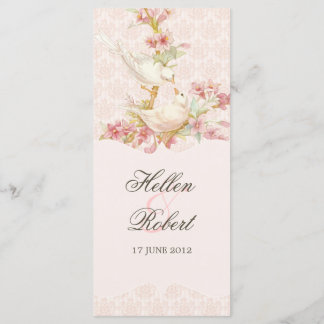 Hochzeitsprogramm für Vintage romantische Vögel Programm