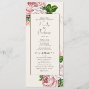Hochzeitsprogramm für Vintage Rosa Bläschen Programm