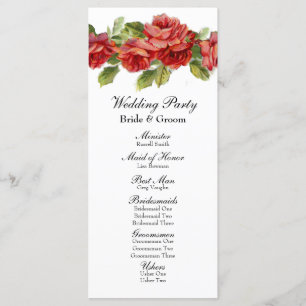 Hochzeitsprogramm für Vintage Rote Rosen Programm