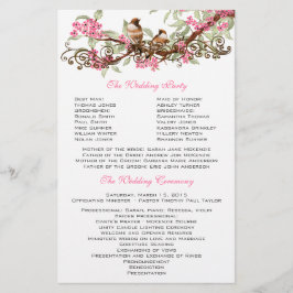 Hochzeitsprogramm für Vintage Vogelarten - Rosa Bl