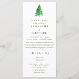 Hochzeitsprogramm für Waldbaume-Blume Menükarte