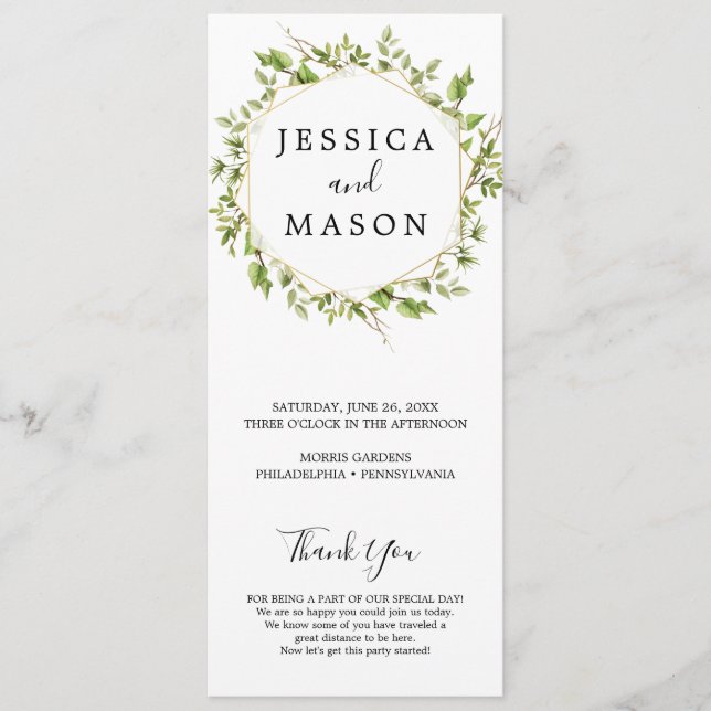 Hochzeitsprogramm für Wälder Programm (Vorderseite)