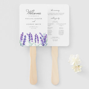 Hochzeitsprogramm für Wasserfarben-Lavendel-Blume Fächer