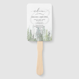 Hochzeitsprogramm für Wasserfarben-Pine-Wald Fächer