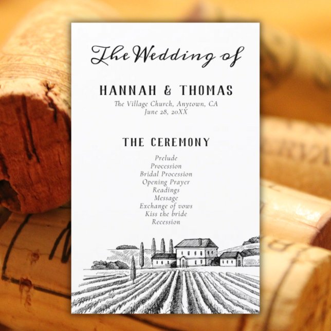 Hochzeitsprogramm für Weinberge in einem malerisch (country vineyard wedding program)