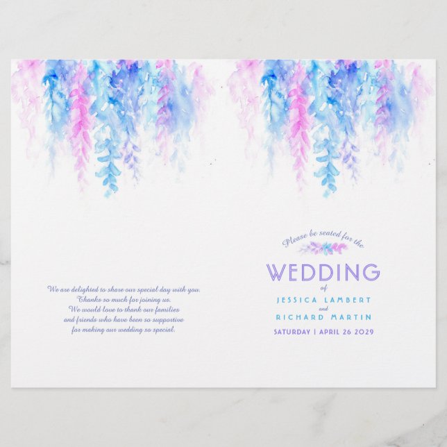 Hochzeitsprogramm für Weintrauben (Vorderseite)