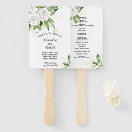 Hochzeitsprogramm für Weiße Rosen und Gipskräuter Fächer