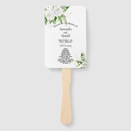 Hochzeitsprogramm für Weiße Rosen und Gipskräuter Fächer