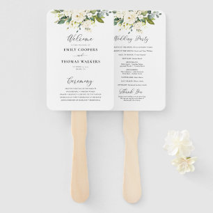 Hochzeitsprogramm für Weißrosen Fächer