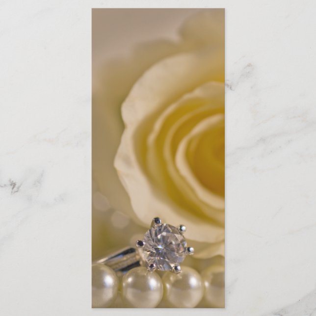 Hochzeitsprogramm für Weißrosen, Ring und Perlen Programm (Vorderseite)