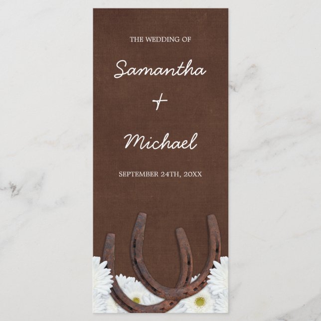 Hochzeitsprogramm für Western-Hufeisen und Milchpr Programm (Vorderseite)