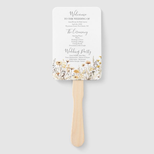 Hochzeitsprogramm für Wildblumen Fächer (Vorderseite)